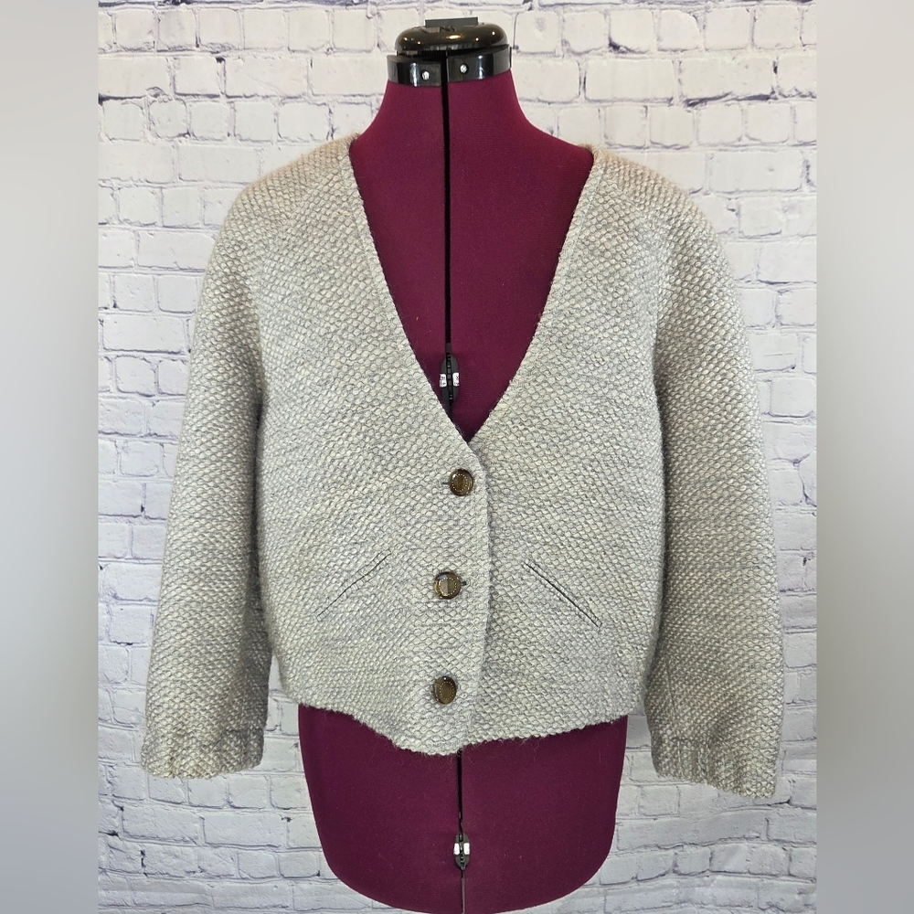 Anthropologie Elevenses Cream Chunky Knit Cardigan Sweater